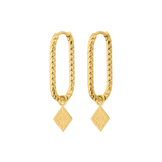 Rombo Oval Twisted Hoops Small Oro