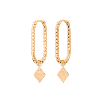 Rombo Oval Twisted Hoops Small Oro Rosa