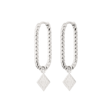 Rombo Oval Twisted Hoops Small Argento