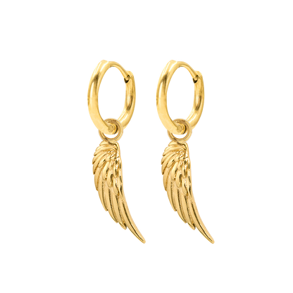 Angel Wing Slim Hoop Set Oro