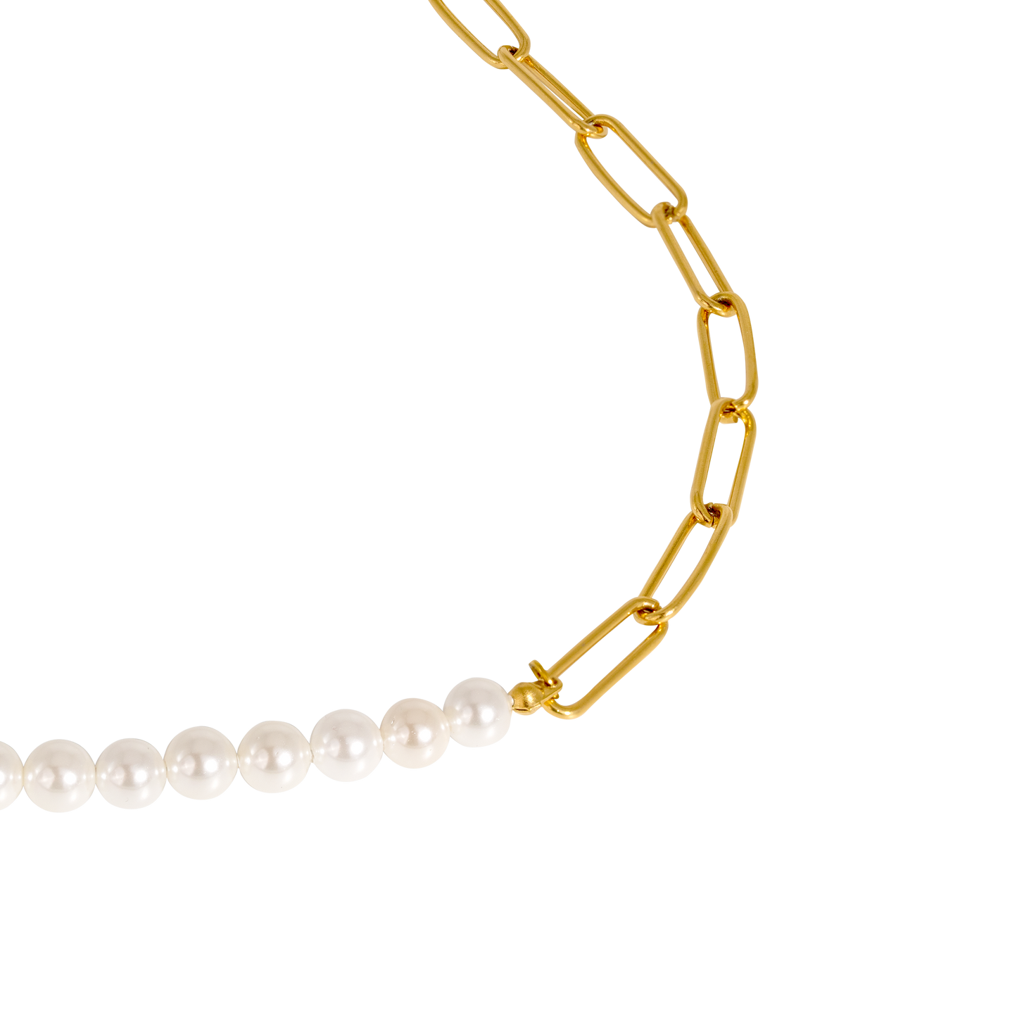 Chain & Pearl Collana Oro