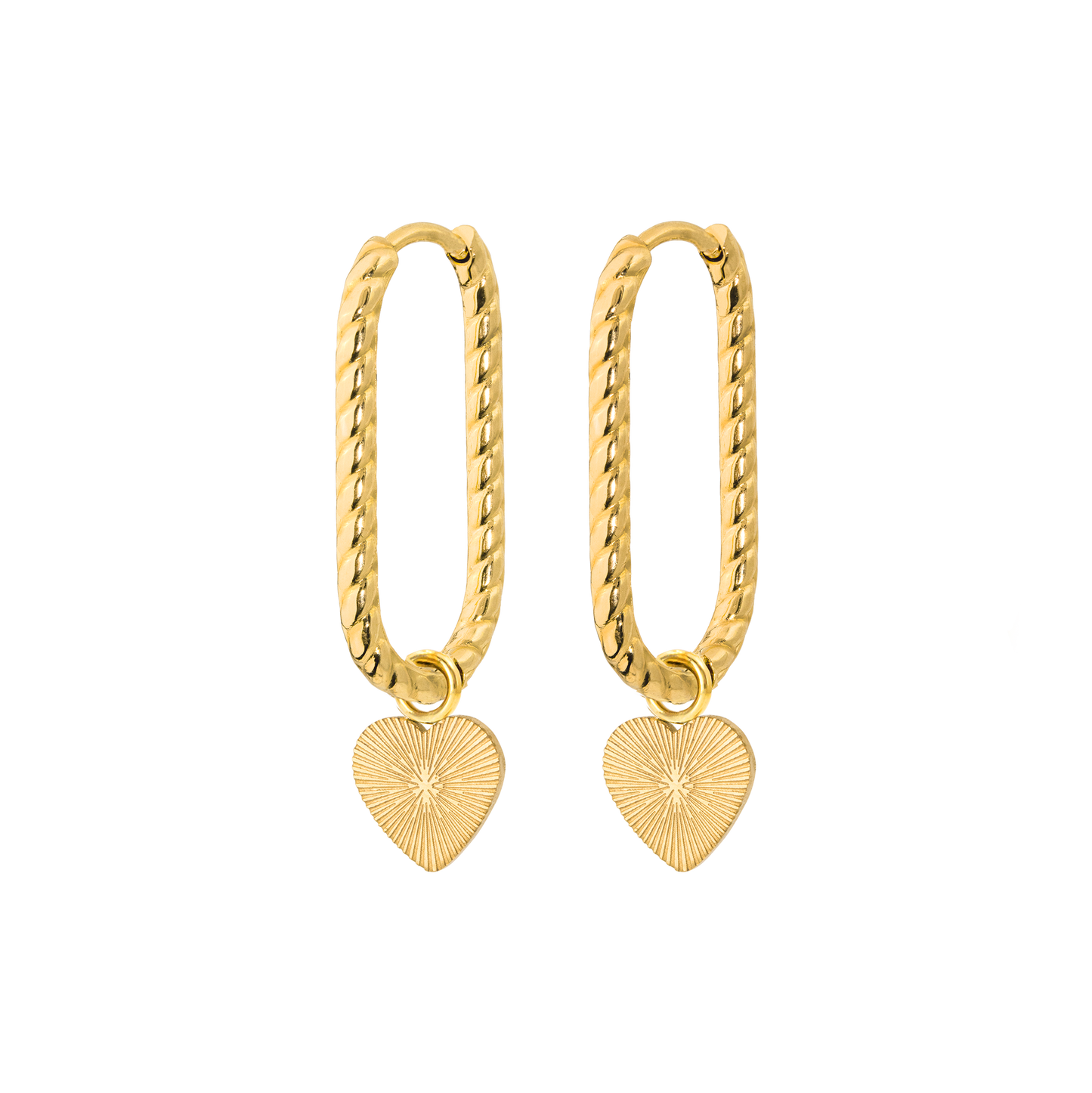 Love Ray Oval Twisted Hoops Oro