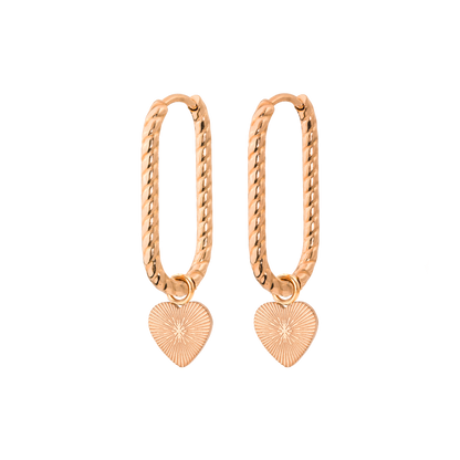 Love Ray Oval Twisted Hoops Oro Rosa