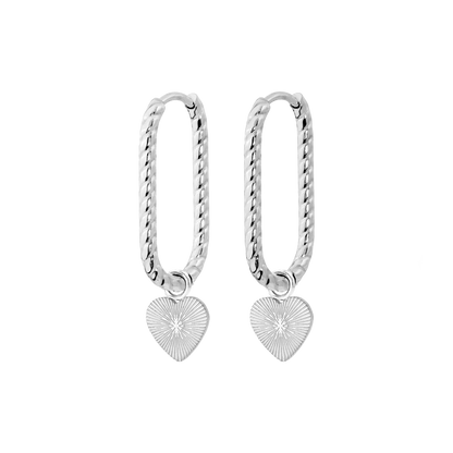 Love Ray Oval Twisted Hoops Argento