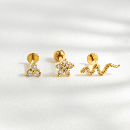 Radiant Flower Piercing Stud Oro