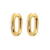 Sparkle Oval Hoops Medium Oro