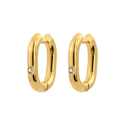 Sparkle Oval Hoops Medium Oro