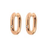 Sparkle Oval Hoops Medium Oro Rosa