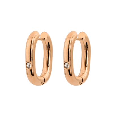 Sparkle Oval Hoops Medium Oro Rosa