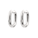 Sparkle Oval Hoops Medium Argento