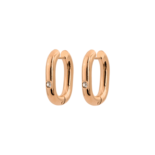 Sparkle Oval Hoops Small Oro Rosa