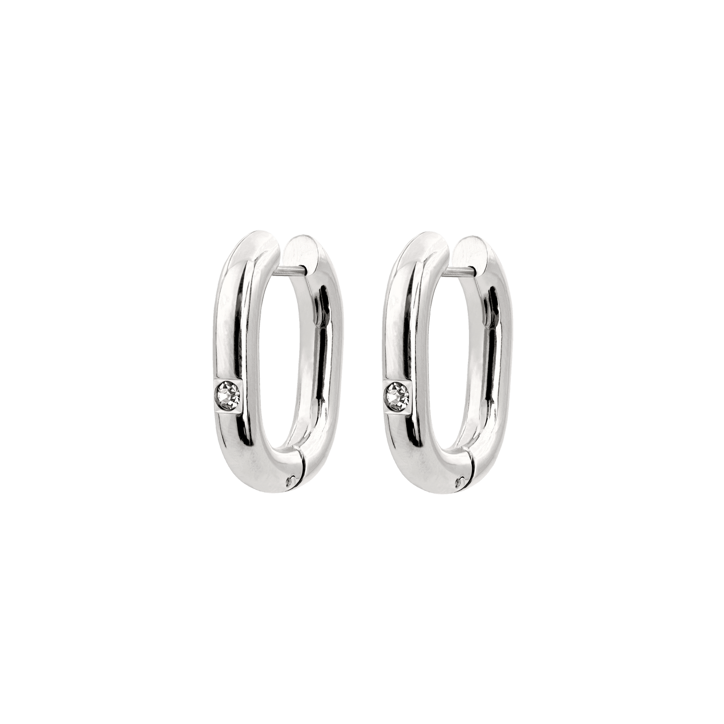 Sparkle Oval Hoops Small Argento